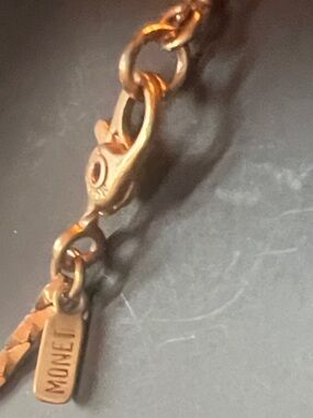 Monet Gold Chain Necklace with Logo Tag